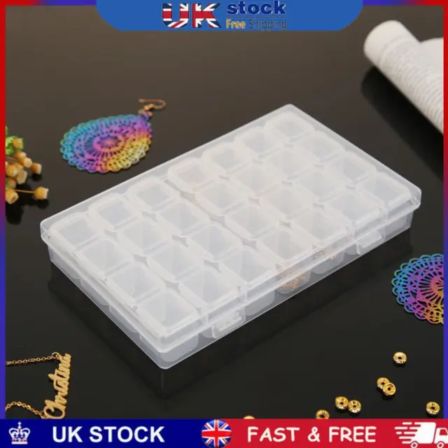 Plastic Storage Box with Clear Lid 28 Slots Empty for Jewelry Diamond Painting