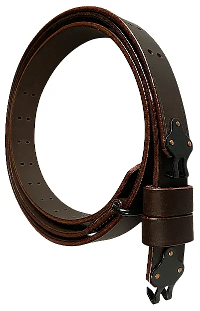 WW2 M1 Garand 1907 Oil Pull-Up Drum Dyed Leather Sling-DARK BROWN