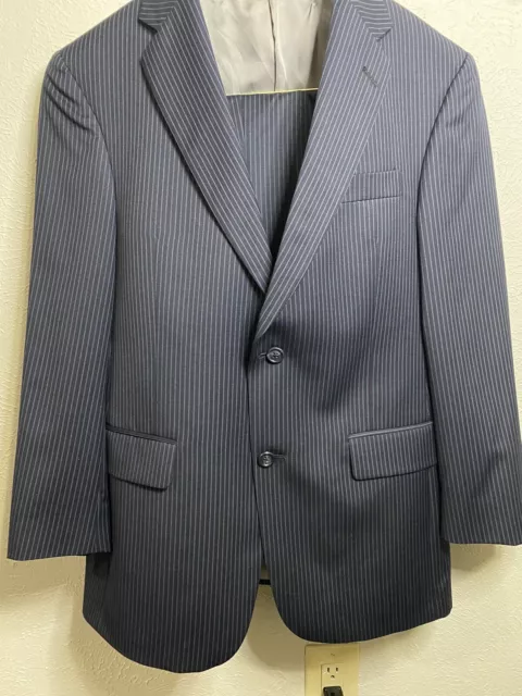 mens navy pinstripe suit