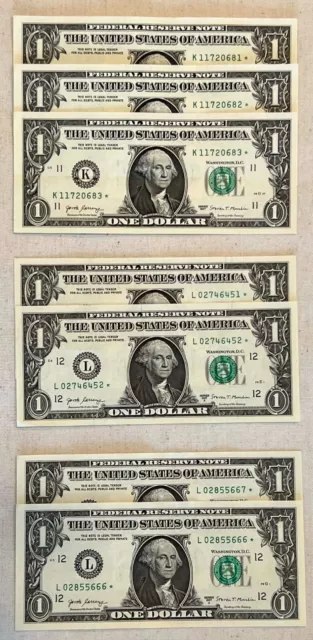*STAR NOTE* 3 Consecutive Sets of $1 Dollar Bill Sequential 2017 & 2017A