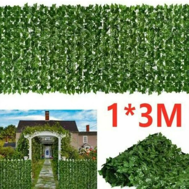 1x3M Künstliche Efeu Blatt Garten Sichtschutz Künstliche Pflanzenwand Hecke Deko