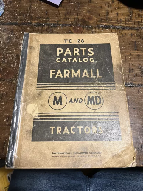 IH McCormick Deering Farmall PARTS CATALOG TC-28 Tractors M & MD 1943 Book