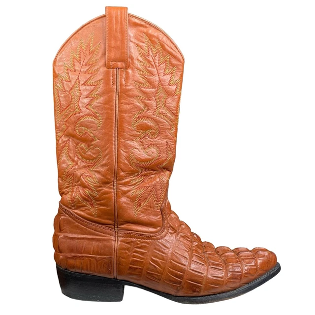 JE VER MENS Crocodile Rusty Orange Cowboy Boot Size Mex 26.5 US M 7.5 £