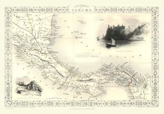 Country Map of Isthmus of Panama By John Tallis Circa 1851