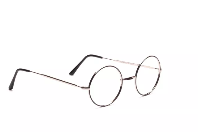 Runde Metallfassung Brille Silber mit Schwarz 38 mm bis 44 mm Mod 1700 ohne Pads