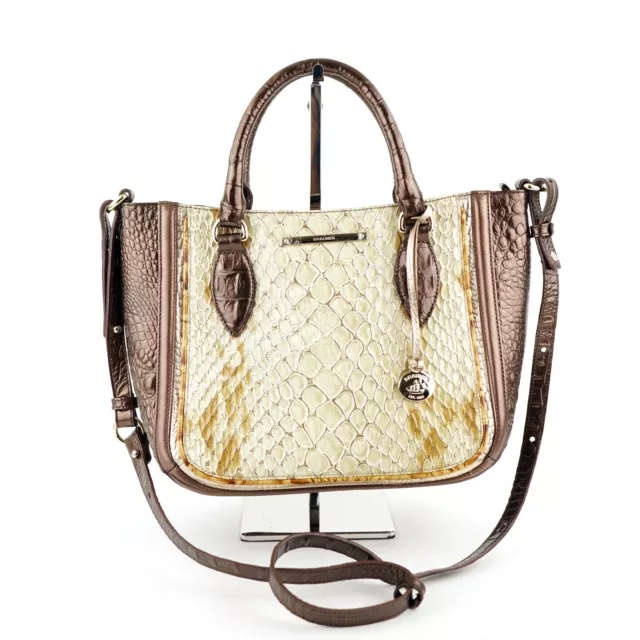 Brahmin Small Lena Honey Carlisle Satchel Purse / Shoulder Bag $335, Honey