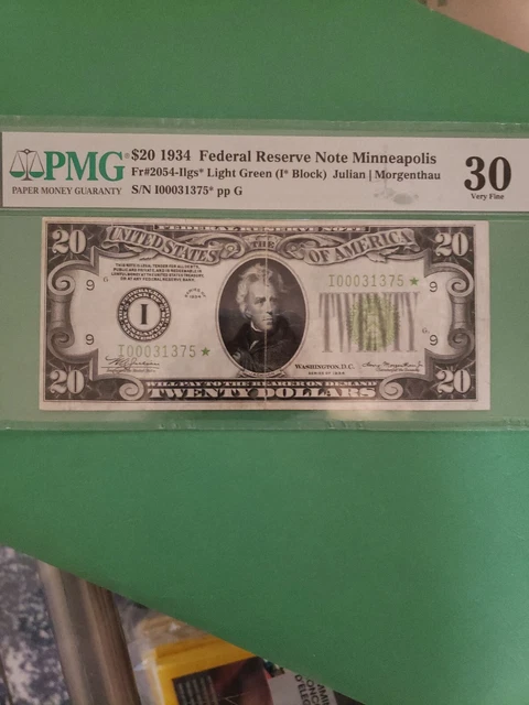 1934 $20 frn minn*star fr2054I* lg..   PMG30 VERY FINE