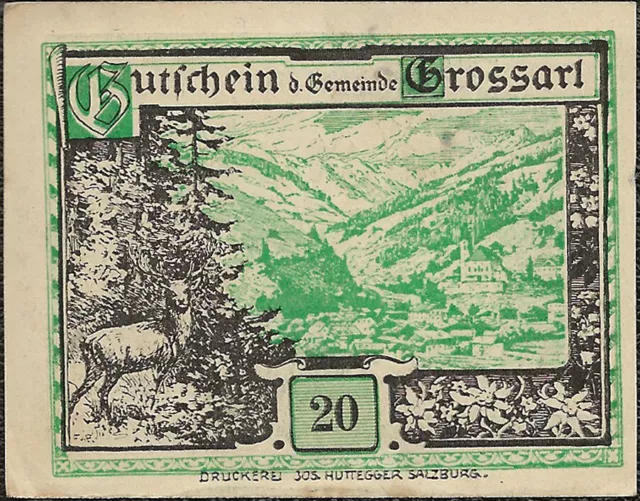 Bank note Of Need - Notgeld - Austria Grossarl 20 Heller 1920! JPR0292c-20