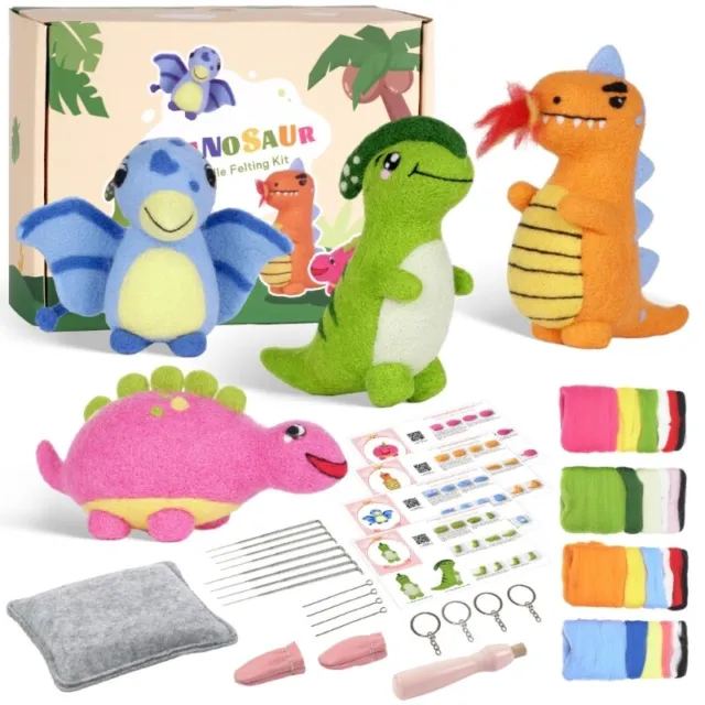 Fun and Easy DIY Felt Plush Toy Set Make Your Own Cute Cartoon Dinosaur