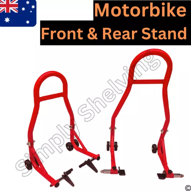 Motorcycle Bike Stand Heavy Duty Front & Rear Lift Motorbike Paddock Carrier Red