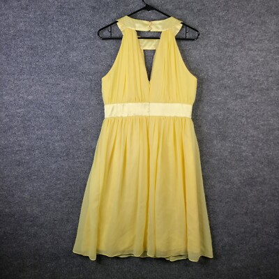 Maggy London Dress Women's 10 Yellow Chiffon Marilyn Monroe Style Halter