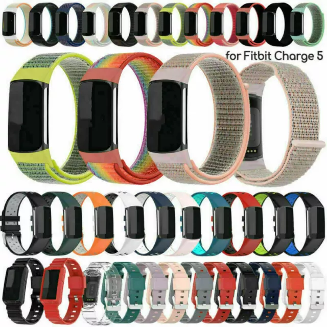 Silikon Nylon Loop Armband Strap Für Fitbit Charge 5 6 Smartwatch Ersatz Band