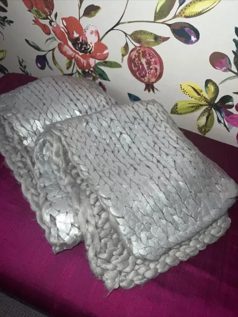 Silver And Grey Wool Scarf Ladies One Size HM