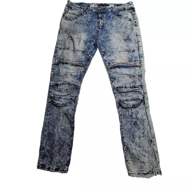 ENCRYPTED ACID WASH Distressed Jeans Streetwear Grunge Men's Size 38 ...