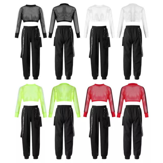 Girls Sports Running Sweatpants Workout Outfits Tracksuit Sweatshirt Sets Pant
