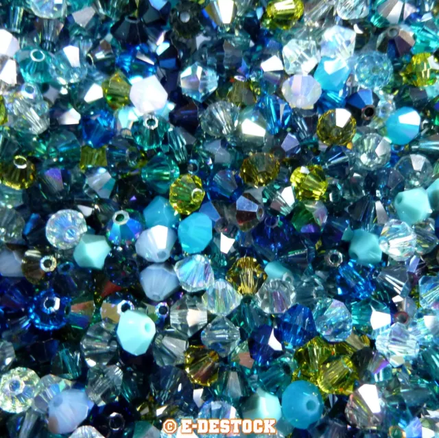 lot de 50 Perles Toupies 4mm Cristal Swarovski - MIX MULTICOLORE OCEAN