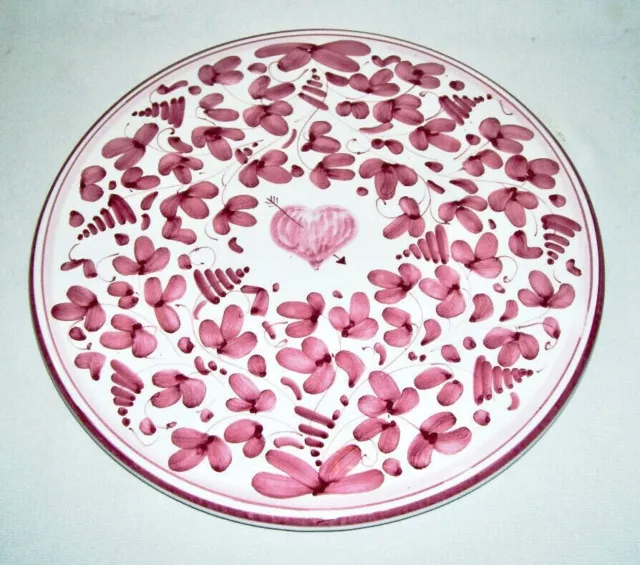 SAMBUCO MARIO ~ Hand Painted 12.5" Round+Low "Heart" Designed CAKE PLATE ~ Italy