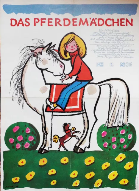 Kinderfilm Das Pferdemädchen  Grafik Werner  Klemke  1979 Plakat DDR 59x42 cm