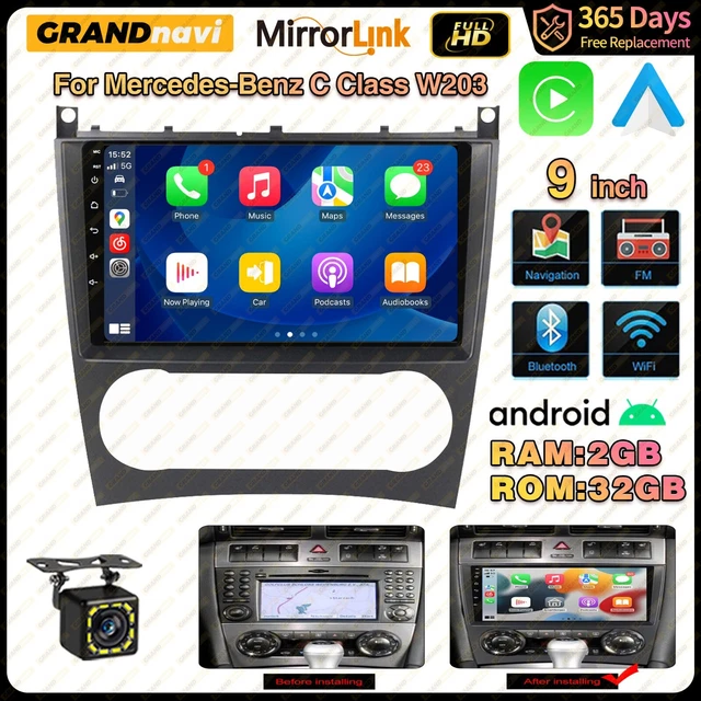 For 2005-2011 Mercedes-Benz C-Class W203 9" 32G Android Carplay Car Stereo Radio