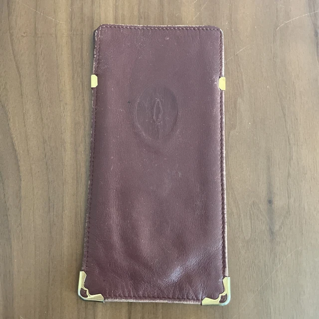 Vintage Cartier Sunglasses Eyeglasses Case Pouch Bordeaux Leather #2 Vintage Cartier Sunglasses Eyeglasses Case Pouch Bordeaux Leather #2