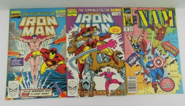 Iron Man Annual Lot Of 2 Comic Books + The Nam 41 Copper Age Marvel 1989-1990