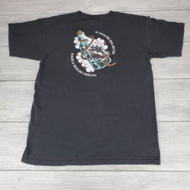 Dark Seas T Shirt Mens Sz Large Black Graphic Short Sleeve Sailor Ship Seas