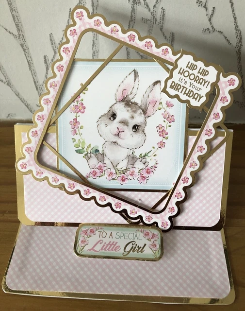 HANDMADE 6&X6& CUTE Rabbit Bunny Themed Easel Birthday Card £0.99 ...