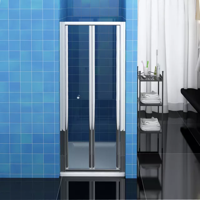 Bifold Door Shower Screen Enclosure Wall to Wall Tempered Glass Safety 900mm