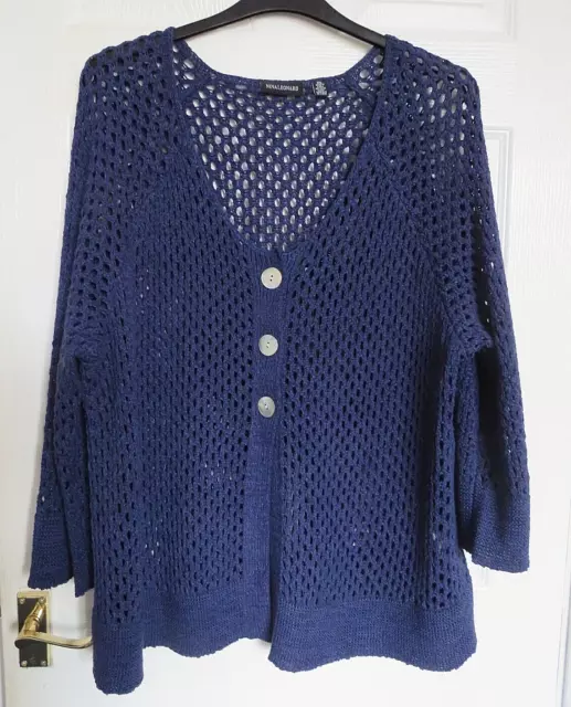 Nina Leonard size 3XL approx. 28 30 + navy blue cut out pattern cardigan