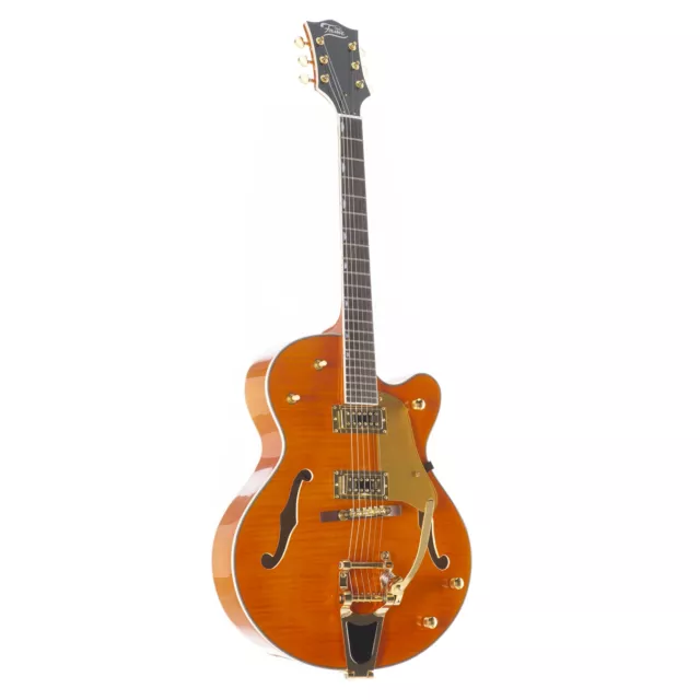 Fame SE Series Big Boy Orange Halbakustikgitarre, elektrische halbakustische Git