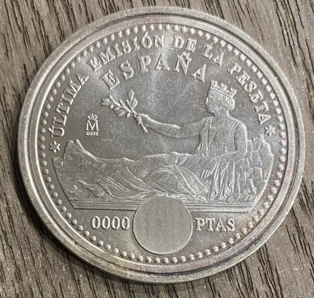 Reproducción Moneda Plata España  2000 Pesetas 2001 Spain