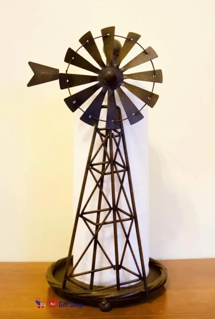 Windmill Metal Paper Towel Holder Rustic Country Farmhouse Style