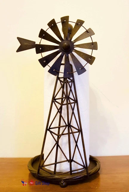 Windmill Metal Paper Towel Holder Rustic Country Farmhouse Style