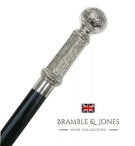 Silver Nickel Plated Cane Metal Ball Handle Walking Stick and Solid Rubber New