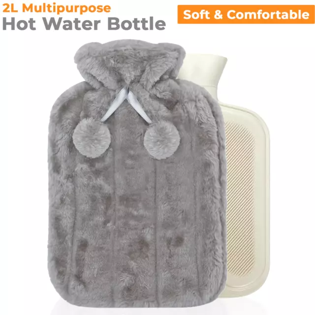 Hot Water Bottle With Fluffy Cover 2 Litre