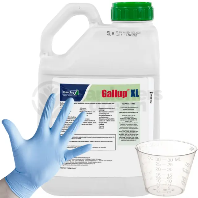 5L GALLUP XL INDUSTRIAL PROFESSIONAL GLYPHOSATE WEEDKILLER 360g/L + CUP & GLOVES