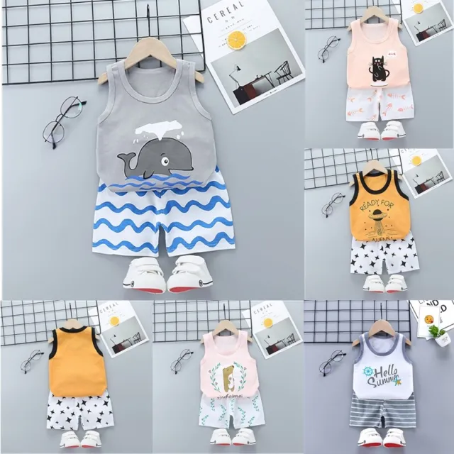 Toddler Baby Kids Summer Casual Vest Tops Shorts Set Infant Summer Clothing Sets