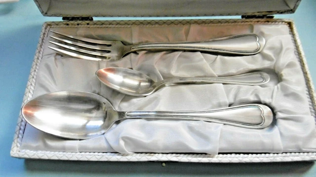 Ancien Coffret à Couvert 3 étages ARGENTAL – 126 Pièces En Métal Argenté, Service Vintage