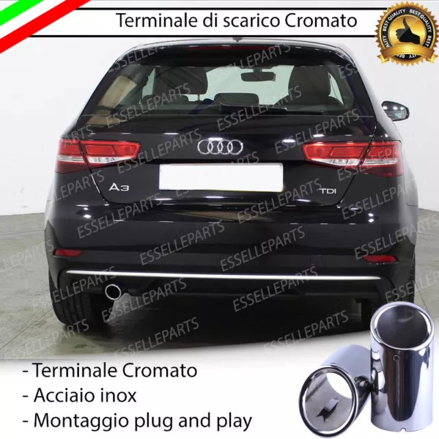 Terminale Di Scarico Per Marmitta Cromato Inox Audi A3 8V Sportback Stile S-Line