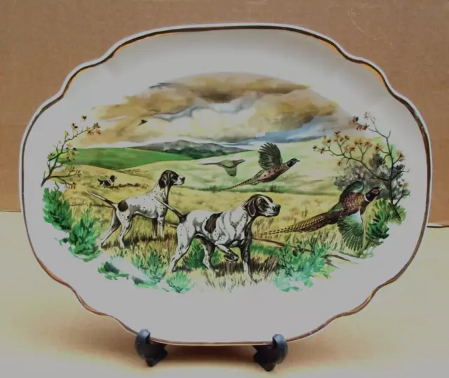 liverpool road pottery plate hunting dogs /pheasants