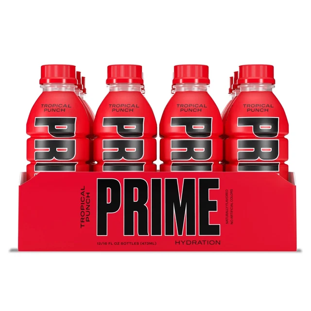 PRIME HYDRATION DRINK Sports Beverage Tropical Punch Pack of 12 £15.