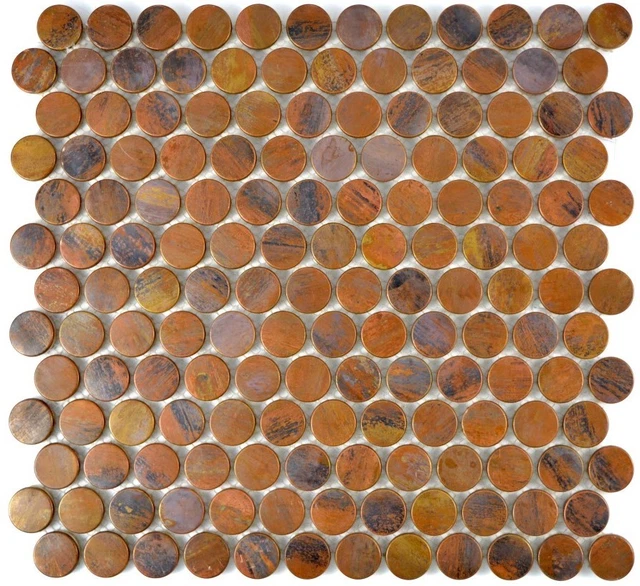 Mosaïque Cuivre éventail Brun – 10 Plaques Pour Cuisine Ou Salle De Bain, Effet Miroir Top !