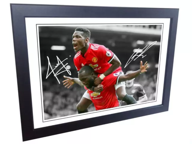 12x8 A4 Signed Pogba Lukaku Manchester United Photo Picture frame Autograph Gift