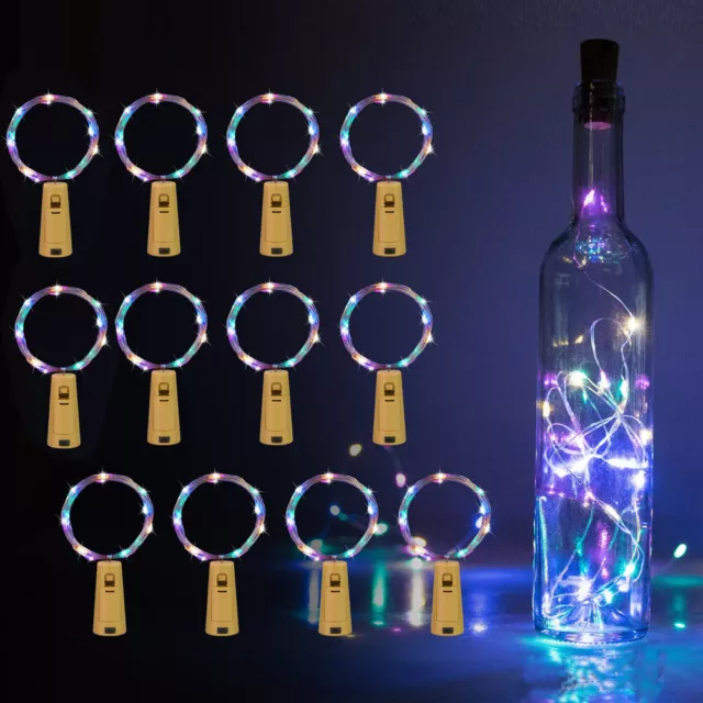 12 Korken Lichterkette für Weinflaschen Mini-LED-Lichter mit Batterie Mehrfarbig