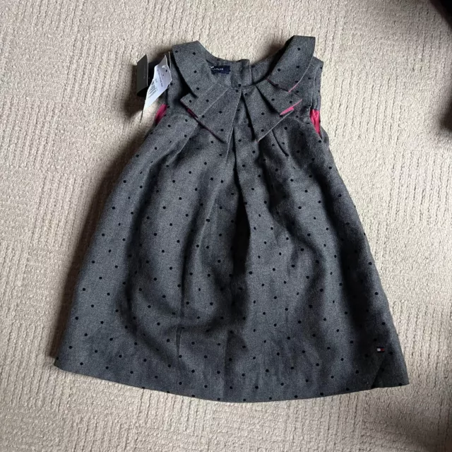 Abito senza maniche Tommy Hilfiger per bambina grigio a pois 18 mesi