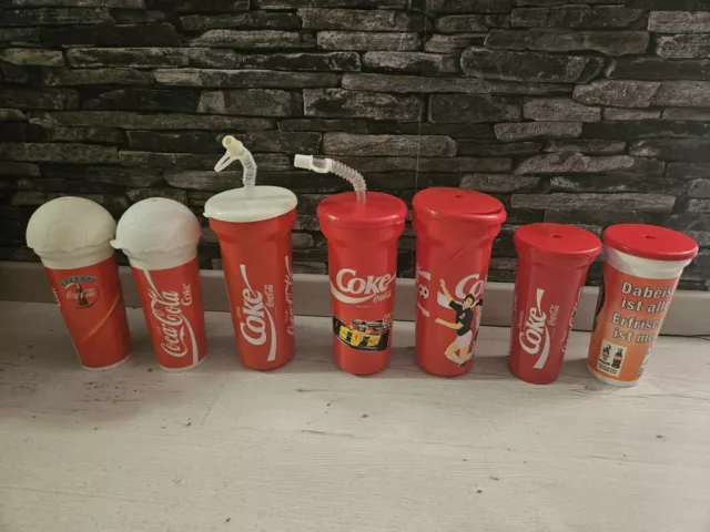 Konvolut 7 verschiedener Coca Cola Becher Retro Vintage Sammelbecher