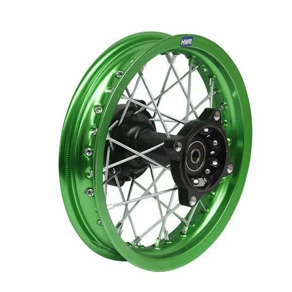 Cerchio Alluminio Anodizzato 10 Pollici Posteriore Verde 12 MM Typ2 Dirt Cross