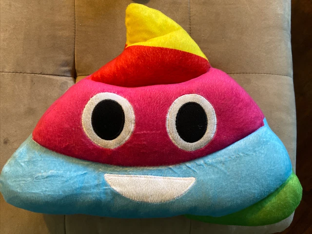 Emoji Rainbow Poo Large 11"x14" Soft Pillow Doll Plush Animal Poop Toy