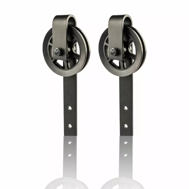 Sliding Wood Barn Door Hardware Roller Set Hardware (Big Black Wheel) 3