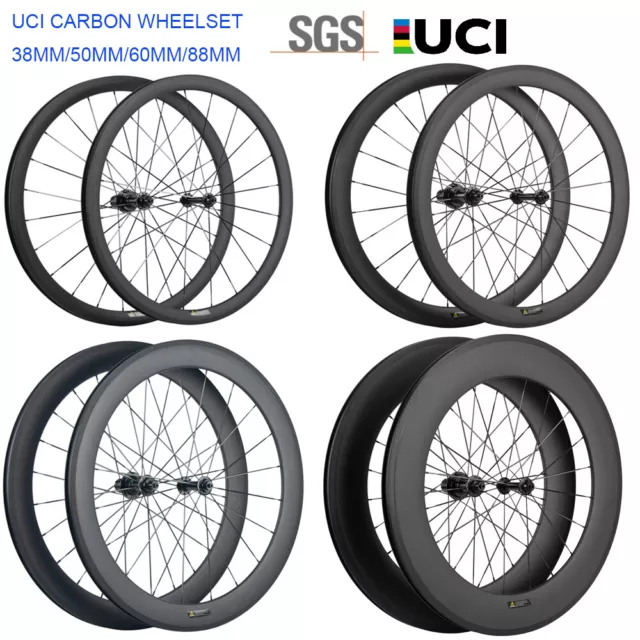 700C Carbon Wheels 38/50/60/88mm Road Carbon Wheelset Clincher Bicycle Wheels